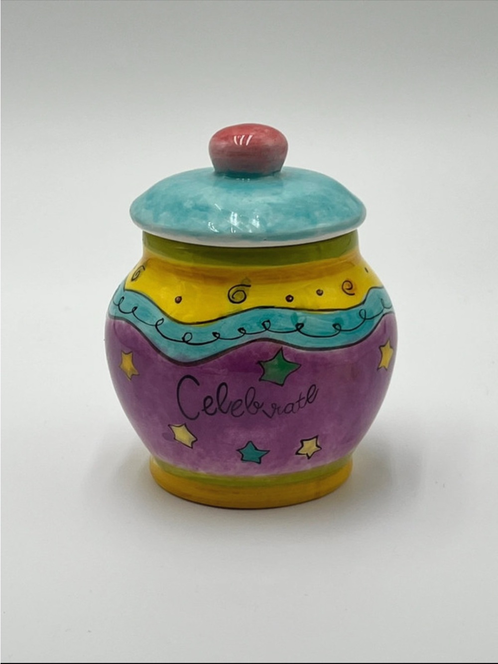 "Celebrate" Sugar Bowl with Lid Sue Zipkin Certified International